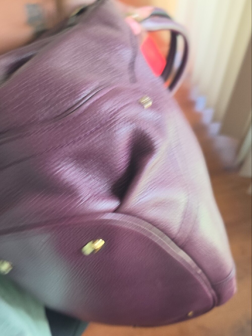 MCM Plum Drawstring Tote with Gold-Tone Hardware - Picture 11 of 15